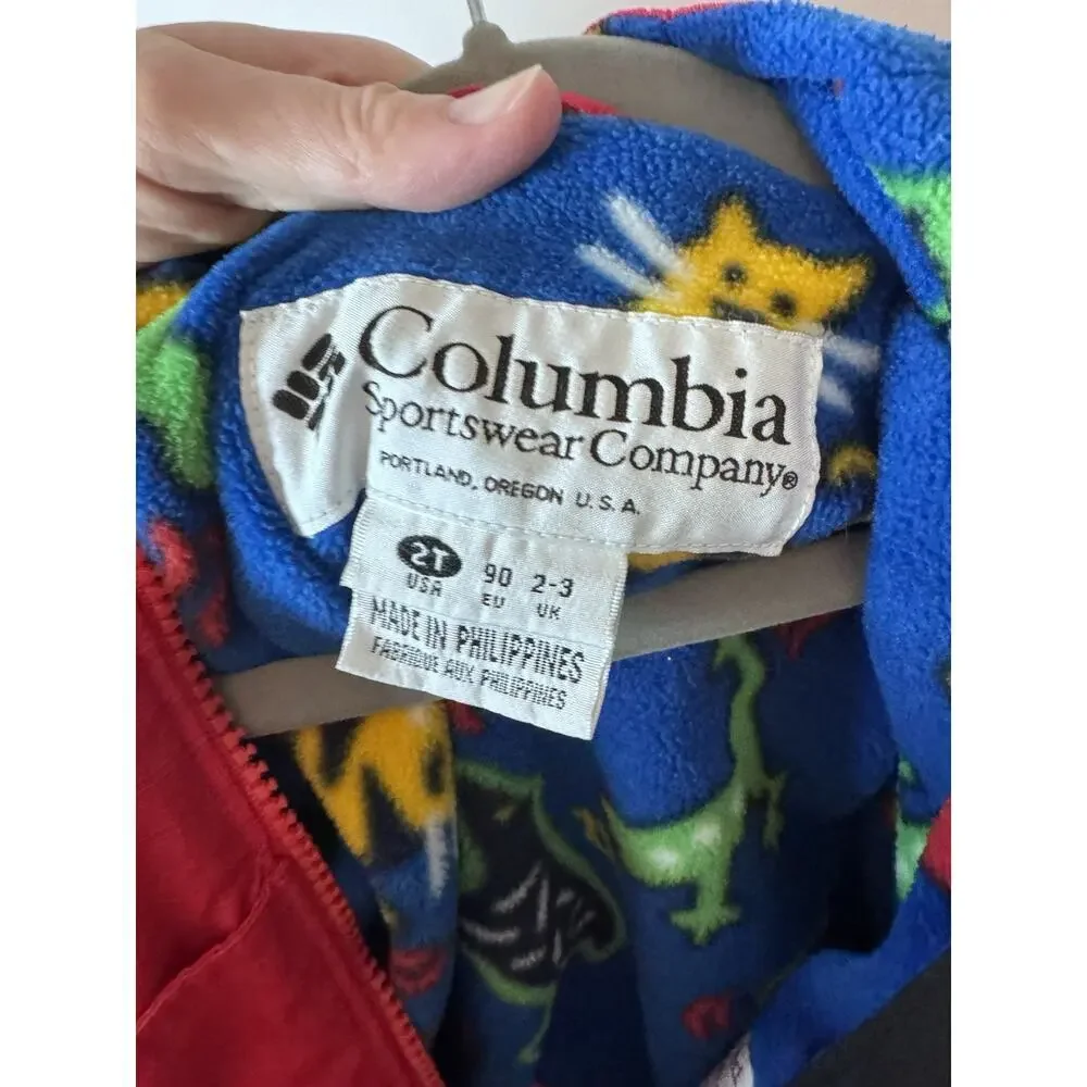 Columbia Vintage Red Tectonite Fleece Lined Hooded Snowsuit Size 2-3 Toddler